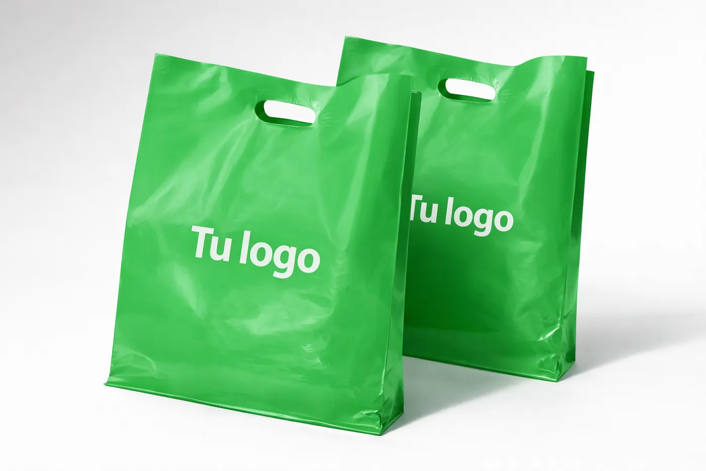 Bolsas de polietileno con asa troquelada, personalizables con tu logo